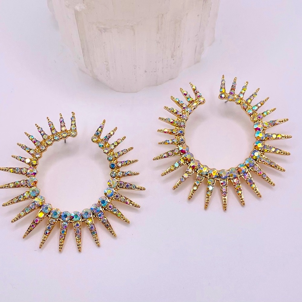 Gold Spike Hoop Earrings